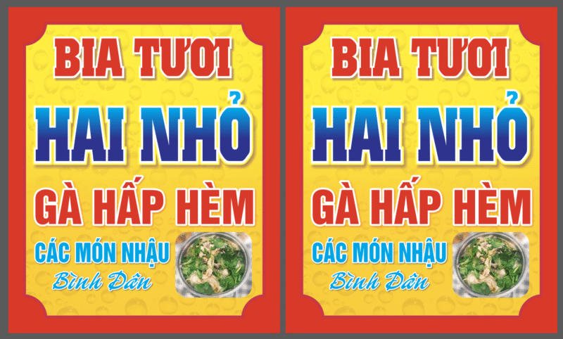 Biển cửa hàng Bia tươi Hai Nhỏ - các món nhậu
