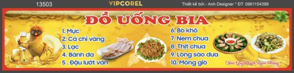 Biển menu treo tường Đồ uống bia file corel
