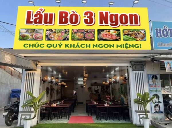 Biển quảng cáo quán ăn Lẩu bò 3 ngon file corel