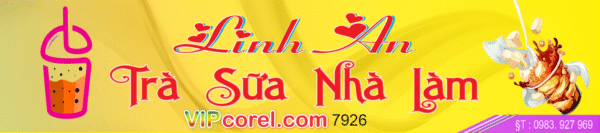 Biển quảng cáo Linh An - trà sữa nhà làm file corel