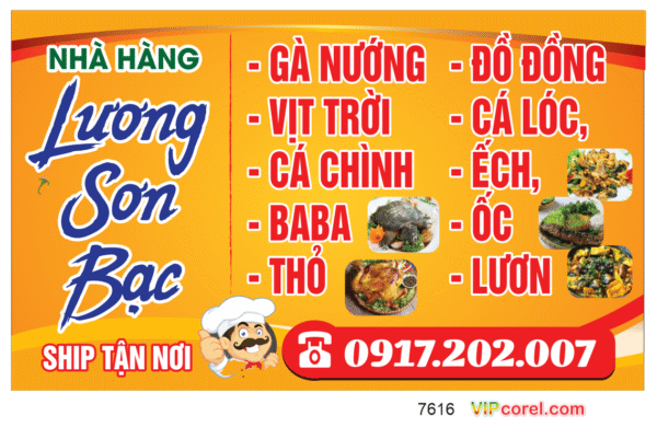 Biển quảng cáo nhà hàng Lương Sơn Bạc file corel