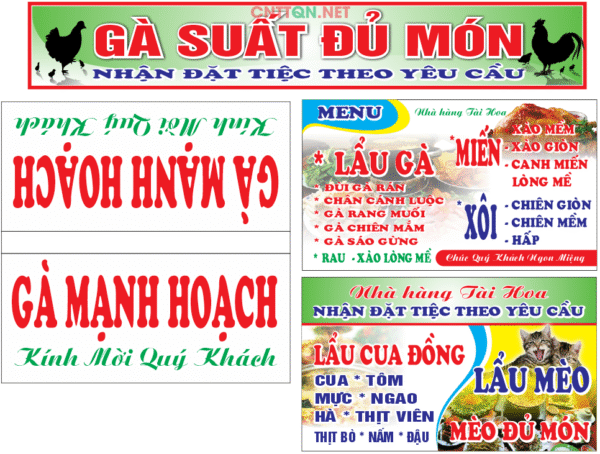 Biển gà suất đủ món - gà Mạnh Hoạch file corel