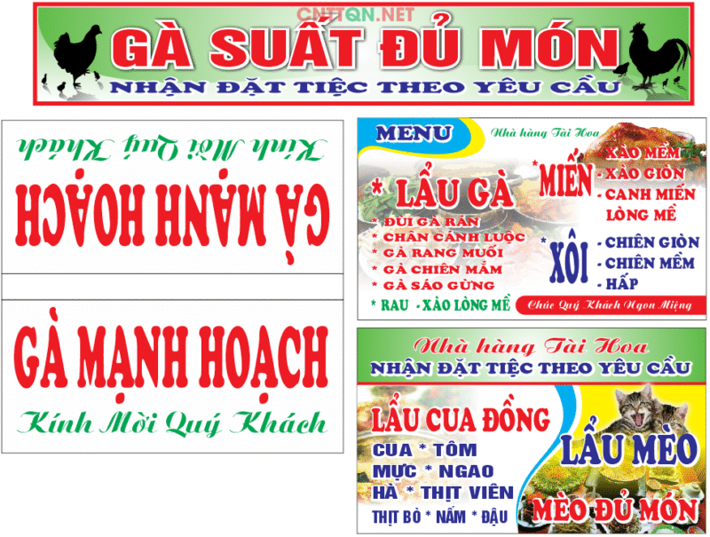 Biển gà suất đủ món - gà Mạnh Hoạch file corel