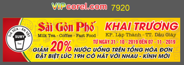 Biển qc Sài Gòn Phố - milk tea - coffee - fast food