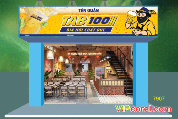 Biển quán bia TAB 100 - bia hơi chất Đức file corel