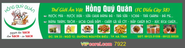 Biển Thế giới ăn vặt Hồng Quý Quán file corel