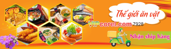 Biển quảng cáo Thế Giới Ăn Vặt tone vàng cam