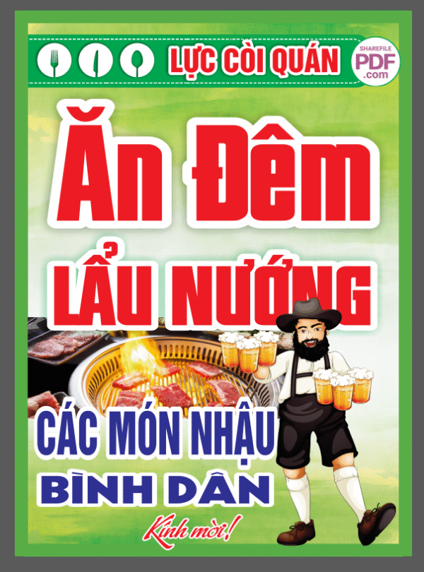Biển vẫy Ăn đêm - Lẩu nướng lực còi quán file PDF & CDR