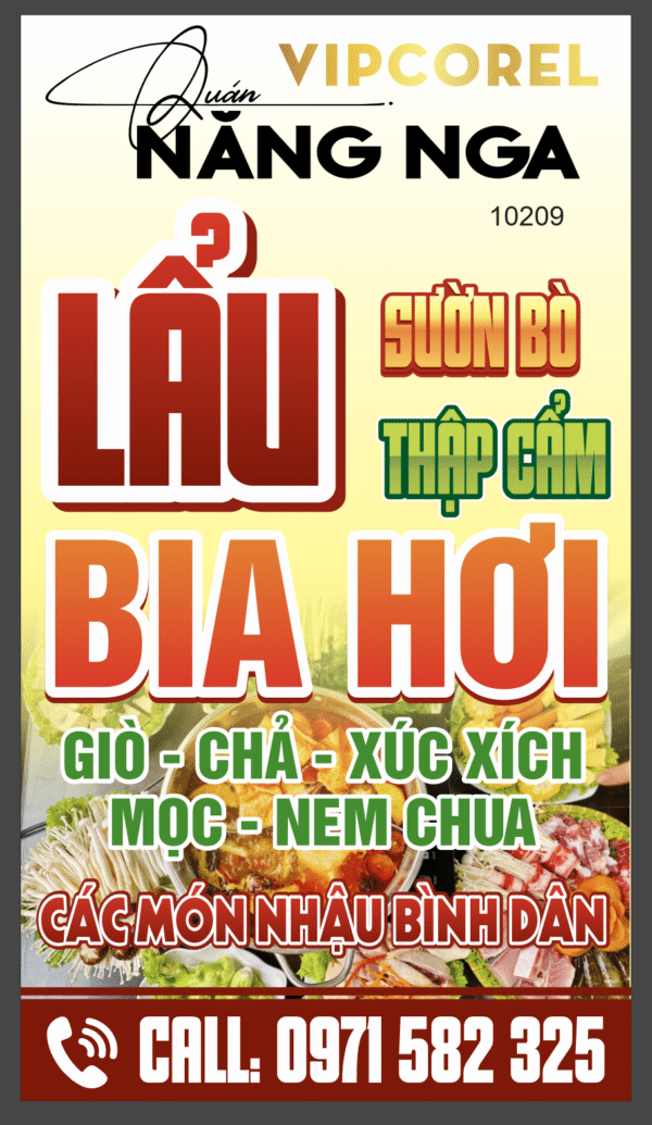Biển vẫy Lẩu sườn bò - lẩu thập cẩm quán Năng Nga
