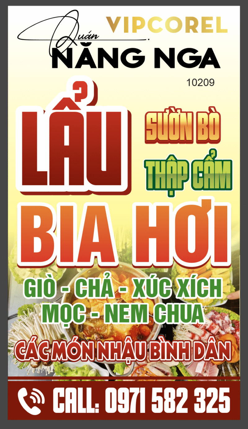 Biển vẫy Lẩu sườn bò - lẩu thập cẩm quán Năng Nga