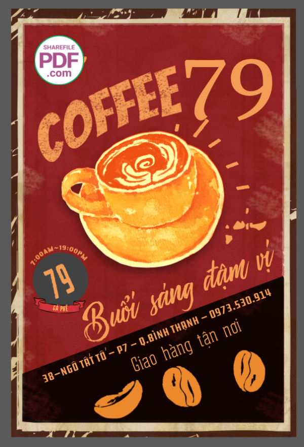 Biển Coffee 79 - buổi sáng đậm vị file PDF & CDR