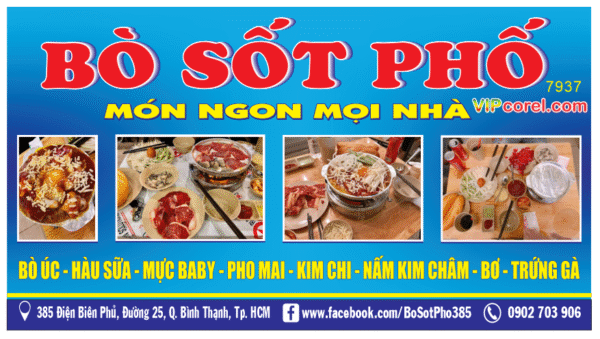 Biển quảng cáo bò sốt phố - món ngon tại nhà