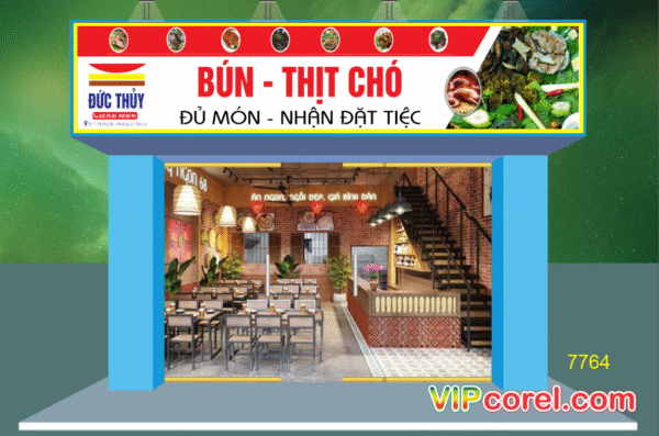 Biển quảng cáo bún thịt chó - đủ món file vector