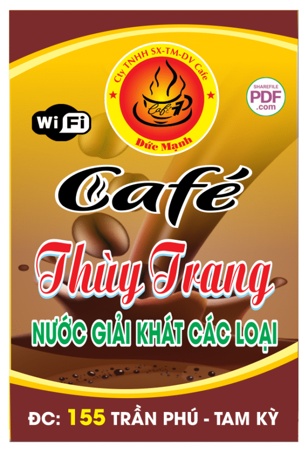 Biển Cafe Thùy Trang - nước giải khát file PDF & CDR