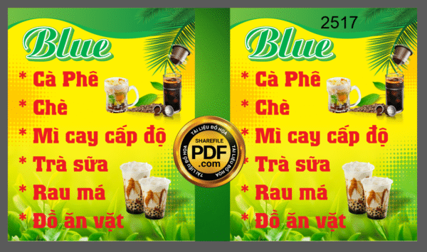 Market biển vẫy quán blue - cà phê - đồ ăn vặt file cdr