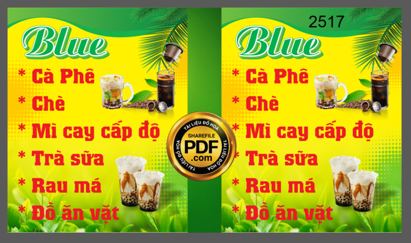Market biển vẫy quán blue - cà phê - đồ ăn vặt file cdr