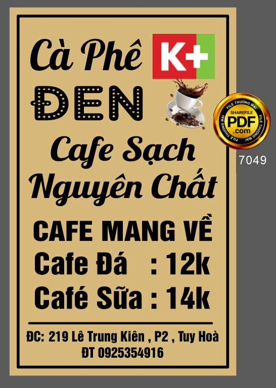 Biển vẫy cà phê đen - cà phê sạch nguyên chất