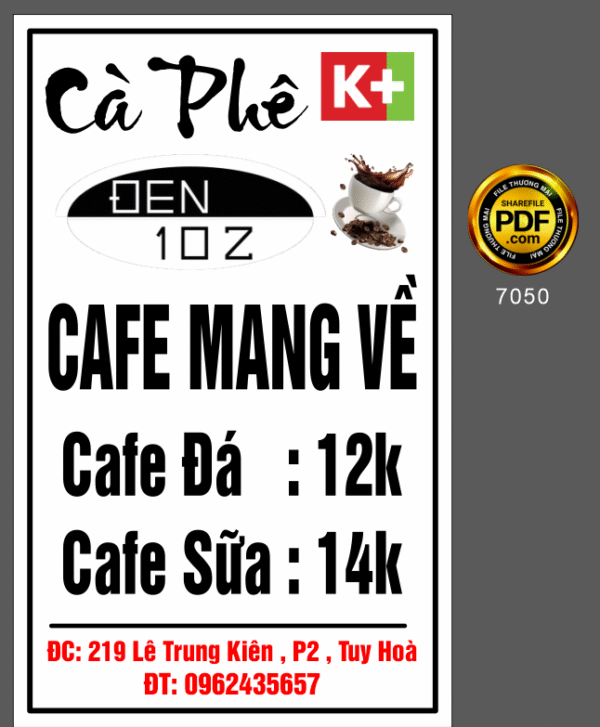 Biển vẫy Cà phê đen 102 - cà phê mang về