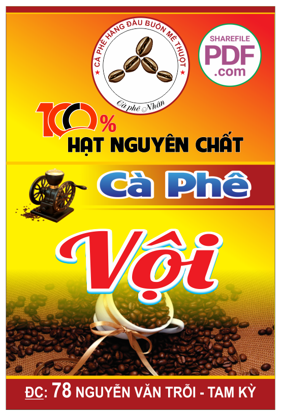 Biển Cà phê vội - 100% hạt nguyên chất Buôn Mê Thuật file PDF & CDR