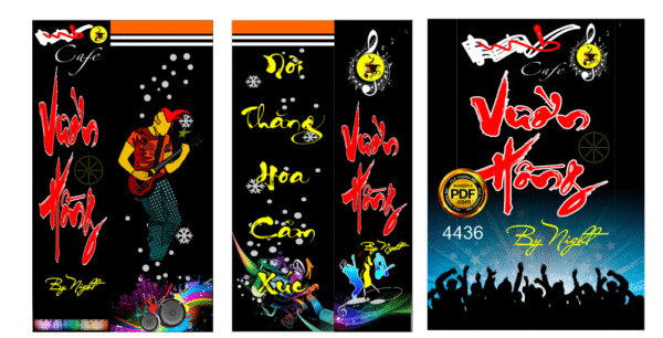 Bảng biển Cafe Vườn Hồng Music by Night Corel