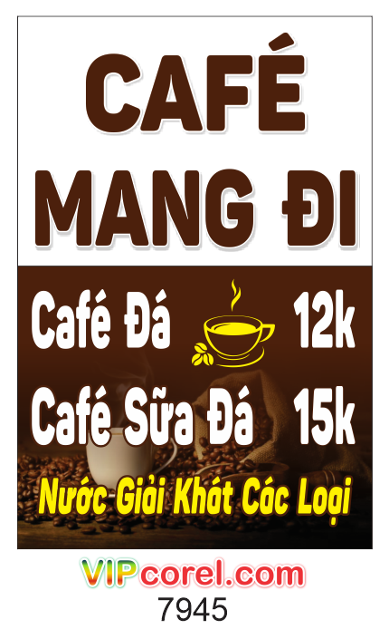 Biển quảng cáo Ca phê mang đi #2 file corel