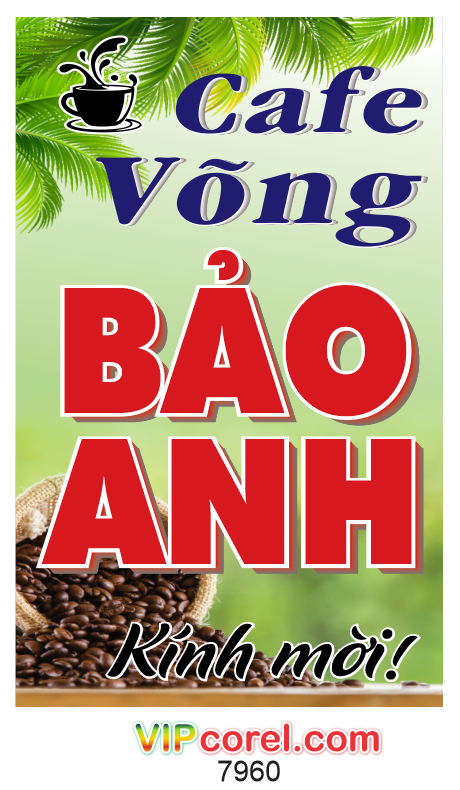 Biển vẫy cà phê võng Bảo Anh file vector corel