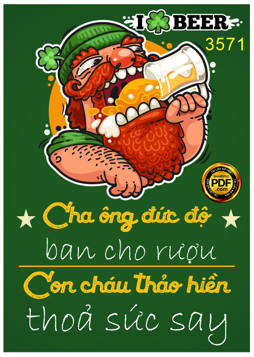 Poster quán bia Cha ông đức độ ban cho rượu... file corel