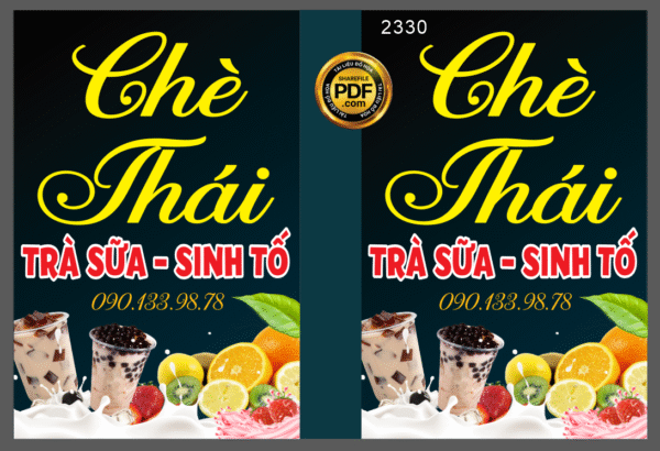 Biển vẫy Chè Thái - trà sữa - sinh tố file CDR X5