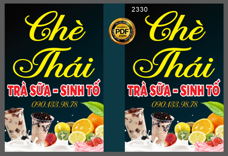 Biển vẫy Chè Thái - trà sữa - sinh tố file CDR X5