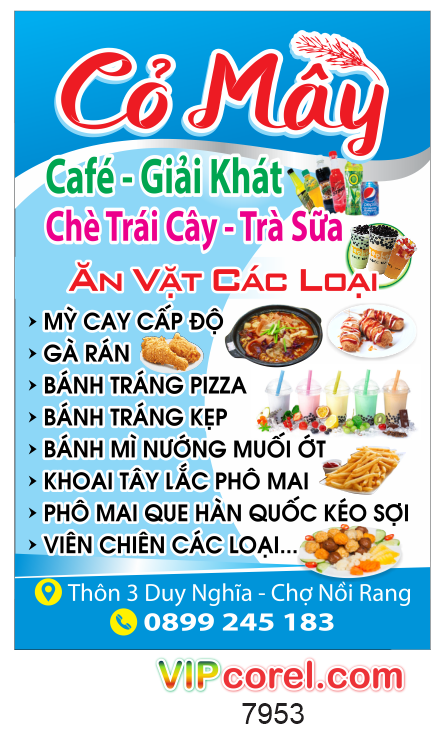 Biển vẫy Cỏ Mây - cà phê - chè trái cây - trà sữa
