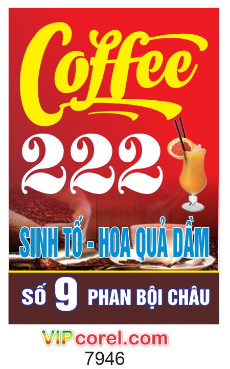 Biển vẫy QC Coffee 222 -  sinh tố - hoa quả dầm