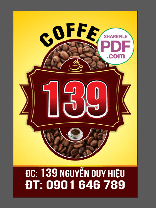 Biển Coffee 139 - Nguyễn Duy Hiệu file PDF & CDR
