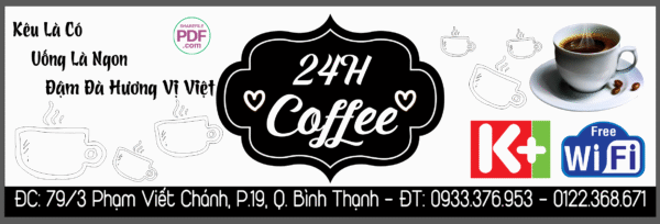 Biển Coffee 24h - đậm đà hương vị Việt file PDF & CDR