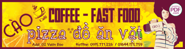 Biển chính CÀO café Cà phê - Fast food - Pizza đồ ăn vặt file PDF & CDR