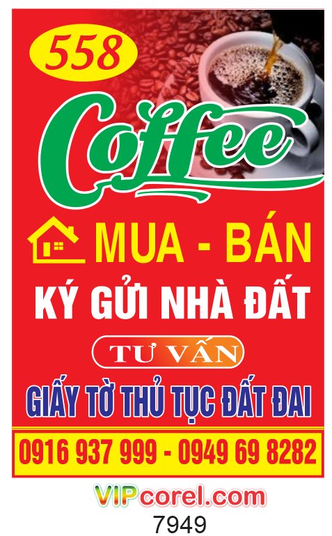 Biển vẫy coffee 558 - mua bán ký gửi nhà đất