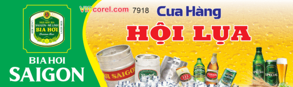 Biển QC Cửa hàng Hội Lụa - bia hơi sài gòn fiel corel