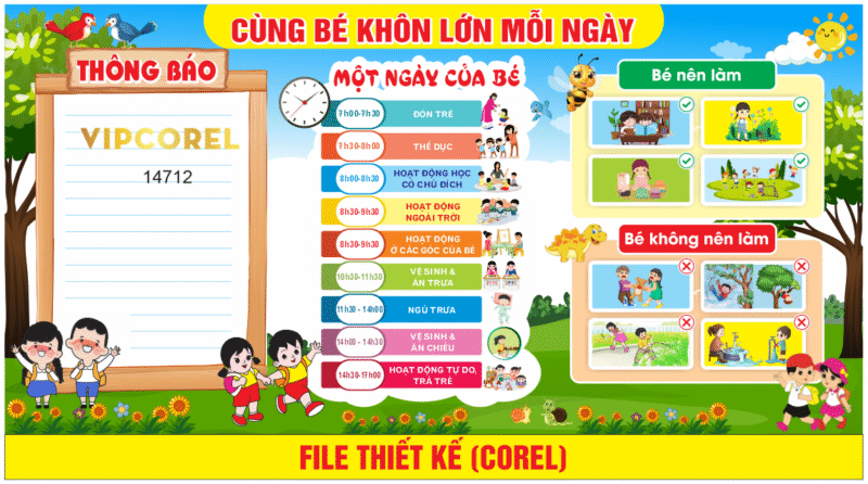 Bảng cùng bé khôn lớn mỗi ngày file corel