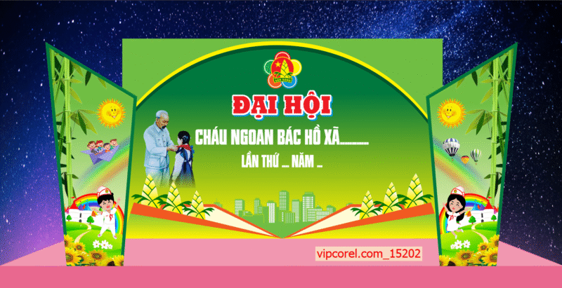Vector Đại hội cháu ngoan Bác Hồ mẫu mới 2026