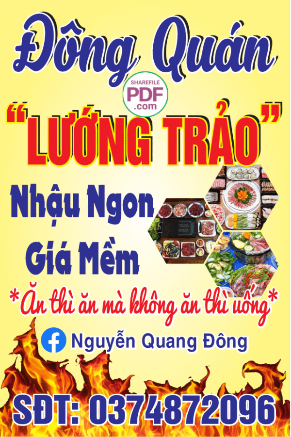 Biển quán nhậu Đông Quán - Lướng trảo file PDF & CDR