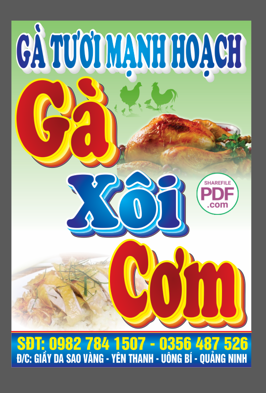 Biển vẫy Gà tươi Mạnh Hoạch file PDF & CDR