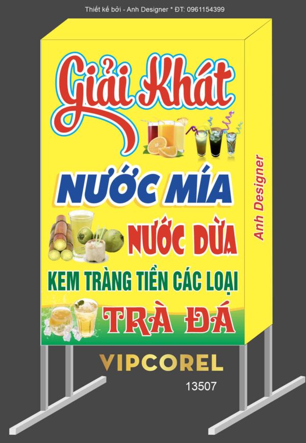 Biển vẫy Giải khát - nước mía - nước dừa - kem