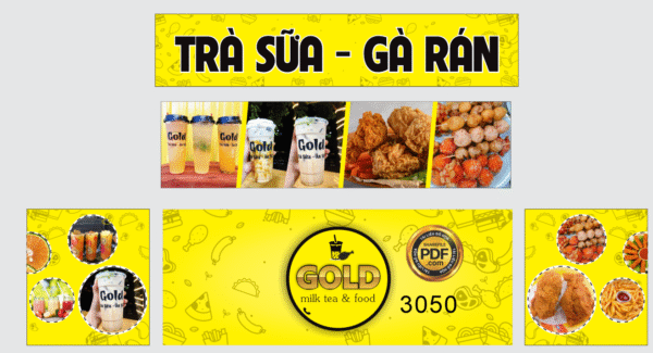 Market Gold Milk tea & food trà sữa và gà rán file Corel