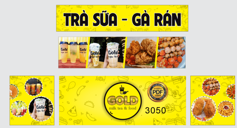Market Gold Milk tea & food trà sữa và gà rán file Corel