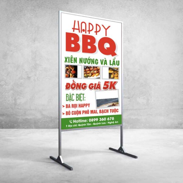 Biển vẫy Happy BBQ xiên nướng và lẩu file corel
