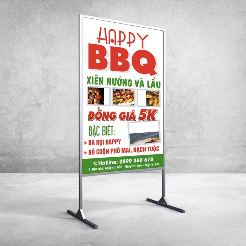Biển vẫy Happy BBQ xiên nướng và lẩu file corel