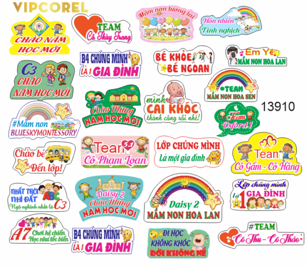 Hashtag mầm non - khai giảng bé đến trường file corel