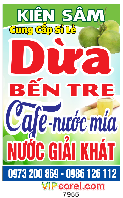Biển vẫy Kiên Sâm - dừa bến tre file corel