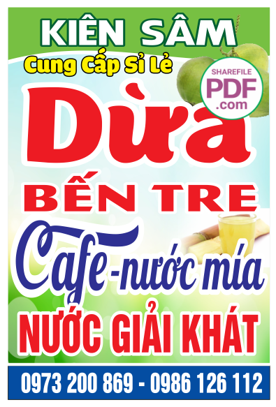 Biển Kiên Sâm - dừa bến tre - nước mía file PDF & CDR
