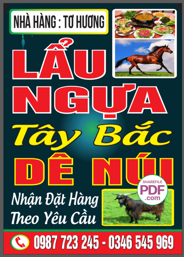 Biển nhà hàng Tơ Hương - Lẩu ngựa file PDF & CDR