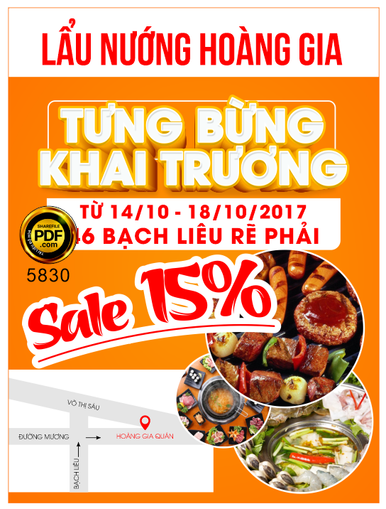 Poster Lẩu nướng Hoàng Gia - khai trương file corel